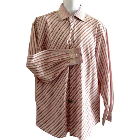 Brandolini Shirt Men's Size 46 18 Striped Button Front Made in Italy - Picture 1 of 4